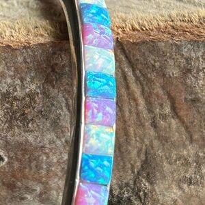 FIRE 🔥 Multi color Opal Bracelet, Sterling Silver, size 6.5